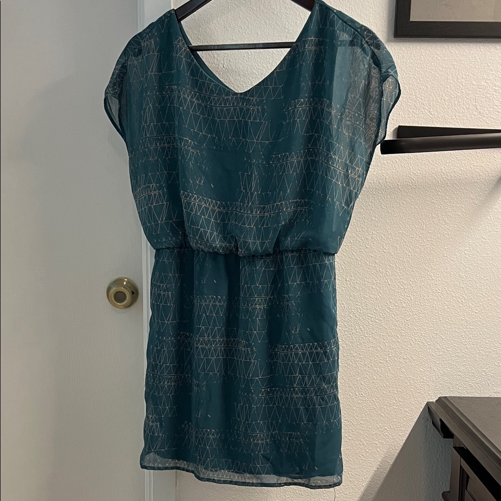 Teal Geometric Print Mini Dress